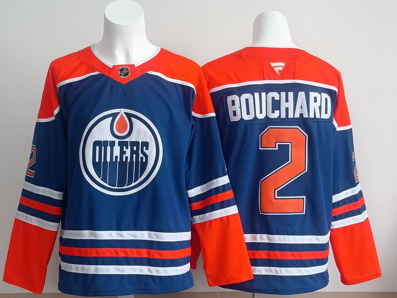 Men 2025 Edmonton Oilers #2 Bouchard Blue Fanatics Home Premium NHL Jersey style 1->edmonton oilers->NHL Jersey
